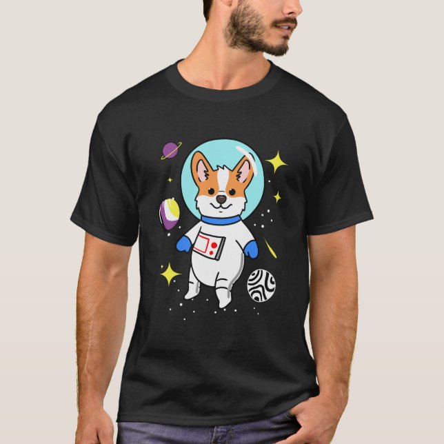 Camiseta Orgullo no binario Corgi In Space Nonbinario (Anverso)