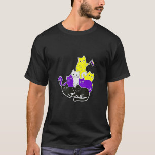 Camiseta Orgullo No binario Gato Lgbtq Orgullo De Bandera N