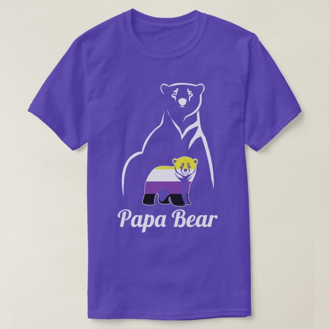 Camiseta Orgullo no binario LGBT de Papa oso enby (Diseño del anverso)