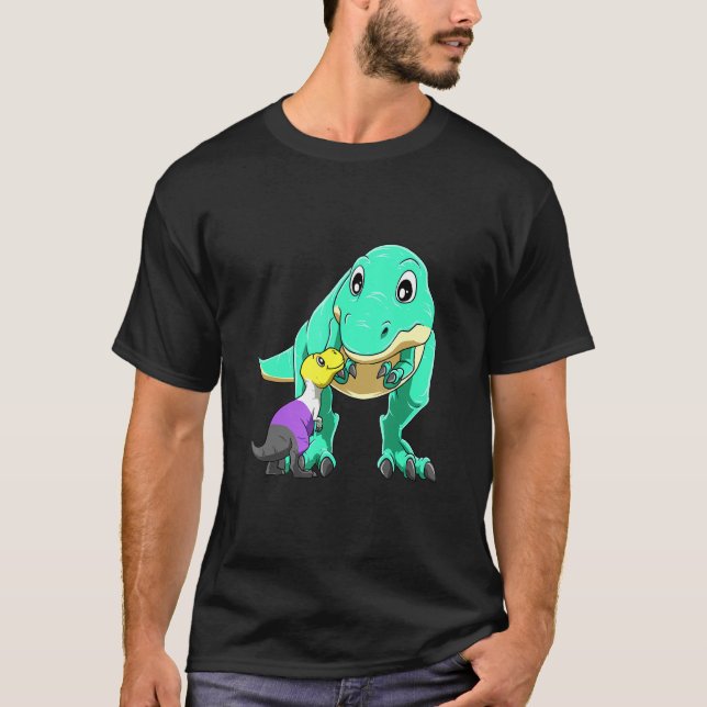 Camiseta Orgullo no binario T-Rex Mamasauro (Anverso)
