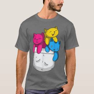 Camiseta Orgullo panseual gracioso Kawaii Kitty Cat Pocket