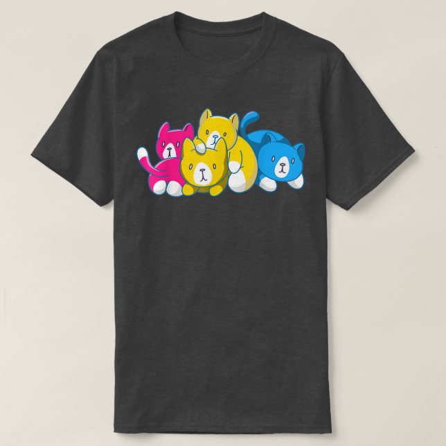 Camiseta Orgullo panseual gracioso Kawaii Kitty Cat Stack P (Diseño del anverso)