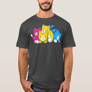 Camiseta Orgullo panseual gracioso Kawaii Kitty Cat Stack P