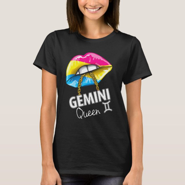 Camiseta Orgullo pansexual Bandera de géminis reina Mayo Bi (Anverso)