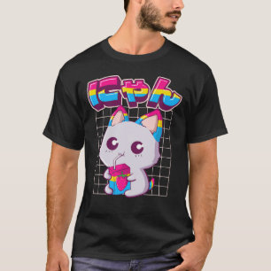 Camiseta Orgullo Pansexual Kawaii Gato Fresa Leche Pansexu