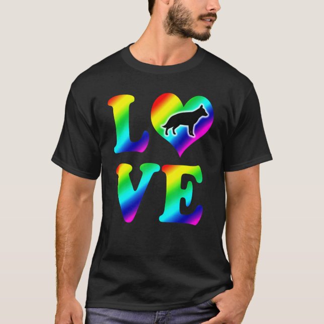 Camiseta Orgullo pastor alemán amor arcoiris (Anverso)