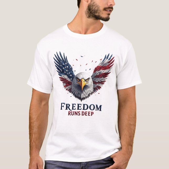 Camiseta Orgullo Patriótico Estadounidense Profundo Calcoma (Anverso)