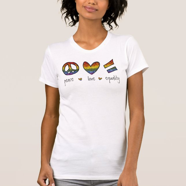 Camiseta Orgullo Paz Amor Igualdad Floral (Anverso)