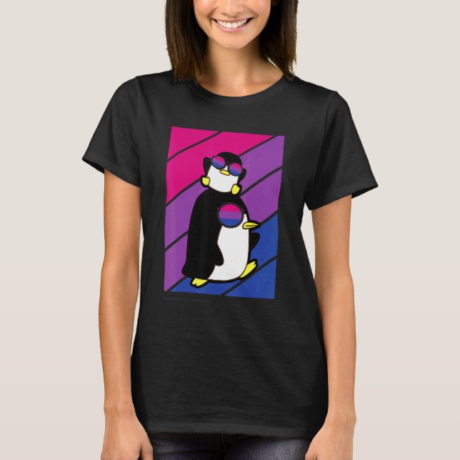 Camiseta Orgullo Pinguino Bandera Bisexual Lgbtq Orgullo de (Anverso)