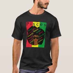 Camiseta Orgullo Pisces Mujer Negra Afro Horoscopio Zodiac