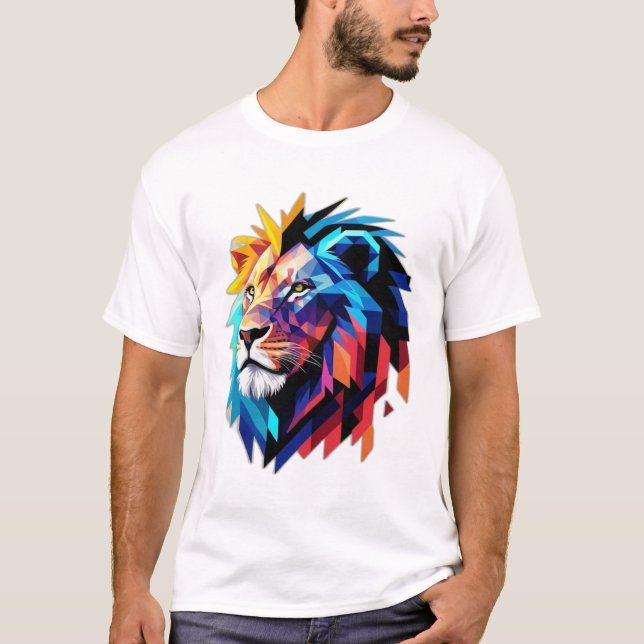 Camiseta Orgullo Pixelado: León Geométrico (Anverso)