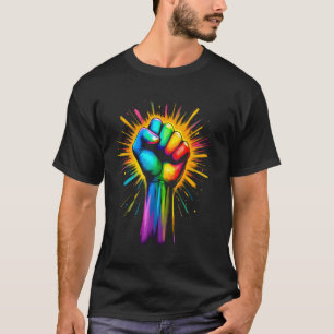 Camiseta Orgullo Poder Puño Arcoíris Igualdad Activismo