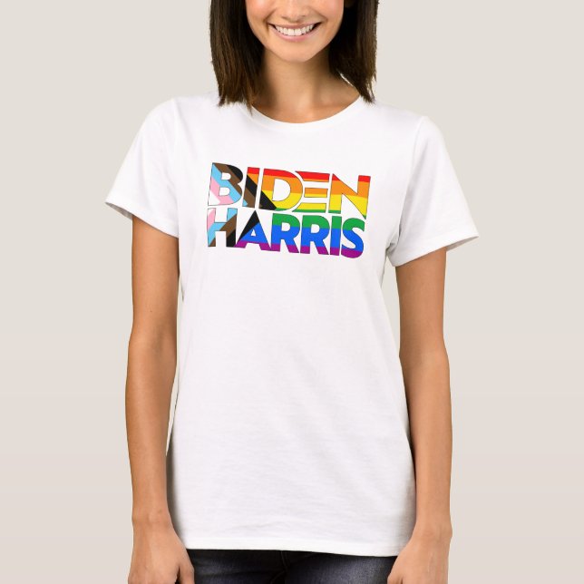 Camiseta Orgullo Progresista LGBTQ+ Biden Harris (Anverso)