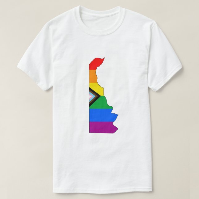 Camiseta Orgullo Progresista LGBTQ Orgullo del Estado de De (Diseño del anverso)