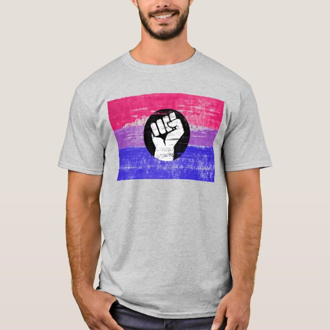 Camiseta Orgullo Puño Orgulloso Bisexual (Anverso)
