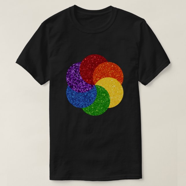 Camiseta Orgullo Purpurina Arcoiris Swirl (Diseño del anverso)