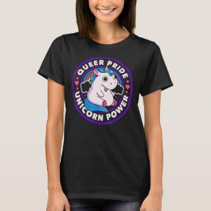Camiseta Orgullo queer unicornio Power Badge Rainbow Magic