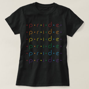 Camiseta Orgullo repetido 6 veces en colores arcoiris LGBTQ