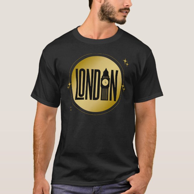 Camiseta Orgullo retro de la ciudad de Londres en Black & G (Anverso)