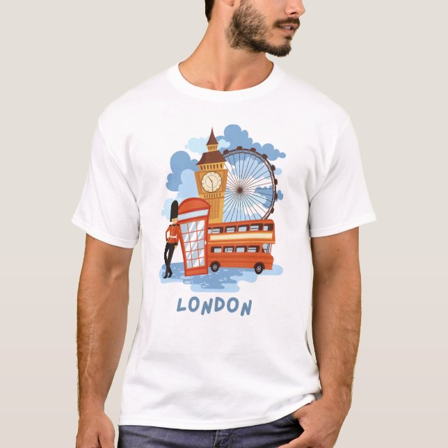 Camiseta Orgullo retro de la ciudad de Skyline de Londres (Anverso)