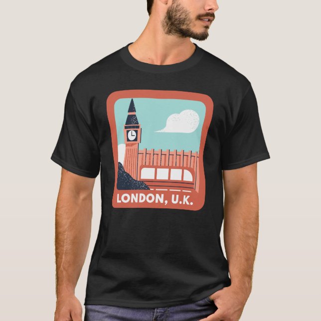 Camiseta Orgullo retro de la ciudad de Skyline de Londres (Anverso)