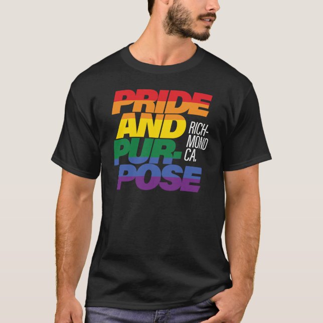Camiseta Orgullo Richmond y propósito del orgullo arcoiris  (Anverso)
