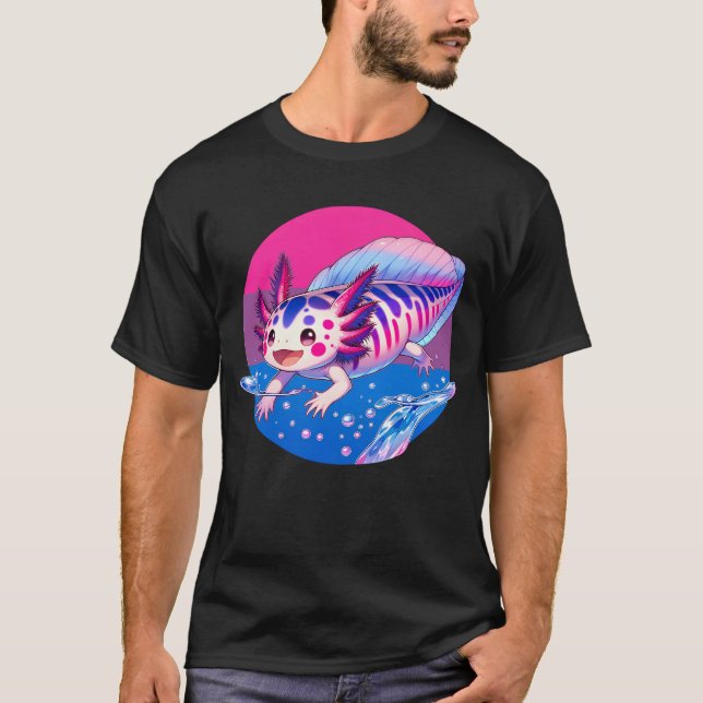 Camiseta Orgullo sutil kawaii Axolotl Bisexual LGBT (Anverso)