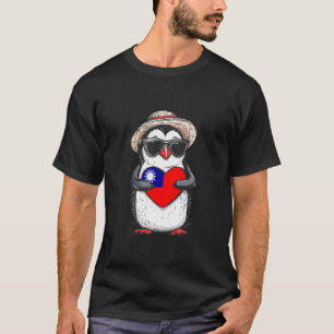 Camiseta Orgullo taiwanés corazón pingüino lindo raíces tai