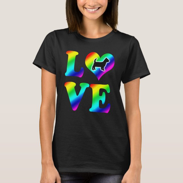 Camiseta Orgullo Terrier de Yorkshire Amo Arcoiris (Anverso)