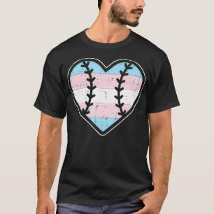 Camiseta Orgullo trans transgénero del corazón del béisbol