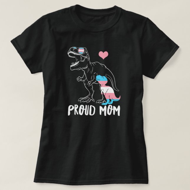 Camiseta Orgullo transexual de Dinosaurio para Mamá Orgullo (Diseño del anverso)