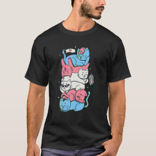 Camiseta Orgullo transgénero Gracioso Kawaii Kitty Cat Stac