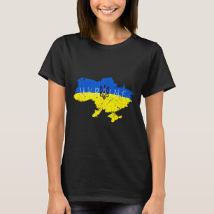 Camiseta Orgullo ucraniano Tryzub Ucrania Mapa Vintage Retr