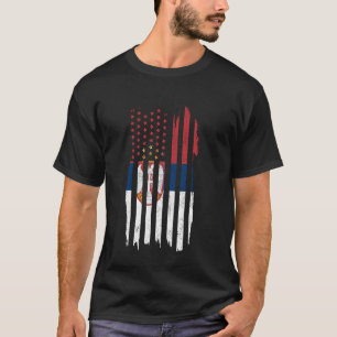 Camiseta Orgullo vintage de la bandera serbia norteamerican