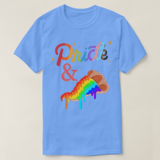 Camiseta Orgullo y pizza Gay Lesbiana Arcoiris Lgbt Lgbtq F (Diseño del anverso)