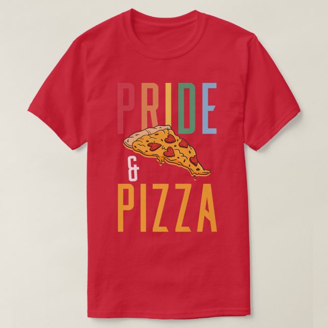 Camiseta Orgullo y pizza - LGBT Bandera arco iris del orgul (Diseño del anverso)