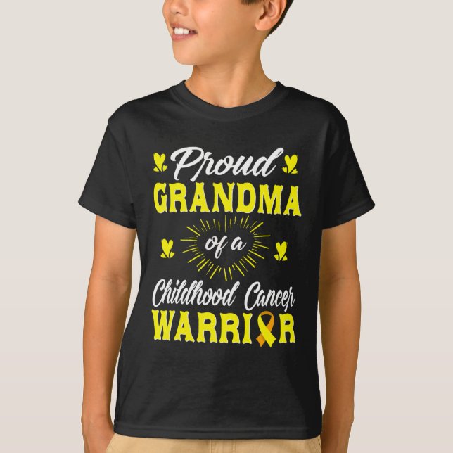 Camiseta Orgullosa Abuela De Guerrero Del Cáncer Infantil A (Anverso)