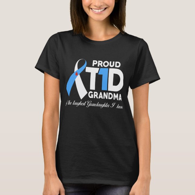 Camiseta Orgullosa Abuela De T1d De Abuela (Anverso)