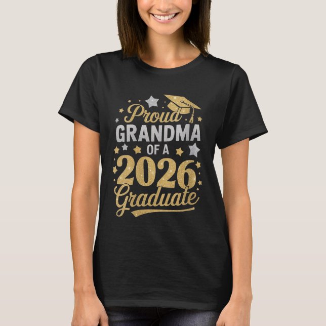 Camiseta Orgullosa Abuela De Un Graduado En 2026, Senior En (Anverso)