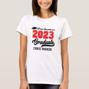 Camiseta Orgullosa abuela de un guión negrita rojo para gra