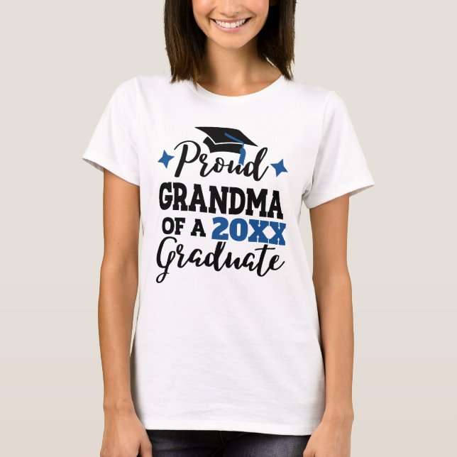 Camiseta Orgullosa abuela del graduado de tassel azul negro (Anverso)
