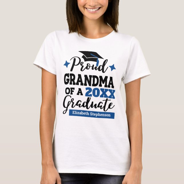 Camiseta Orgullosa abuela del graduado de tassel azul negro (Anverso)