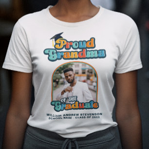 Camiseta Orgullosa abuela del graduado foto groovy retro