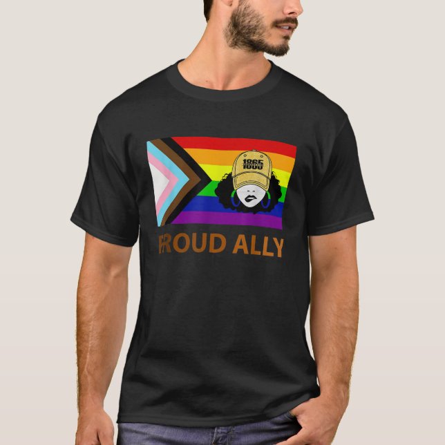 Camiseta Orgullosa Ally 1865 Mujeres negras LGBT Rainbo (Anverso)