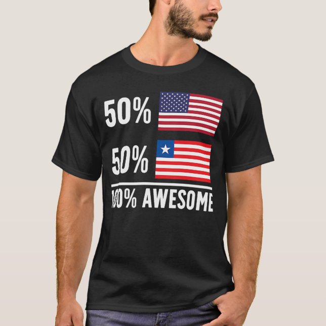 Camiseta Orgullosa Bandera Americana Liberiana Herencia de  (Anverso)