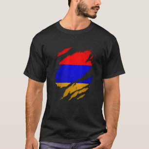 Camiseta Orgullosa bandera armenia arrancada con bandera de