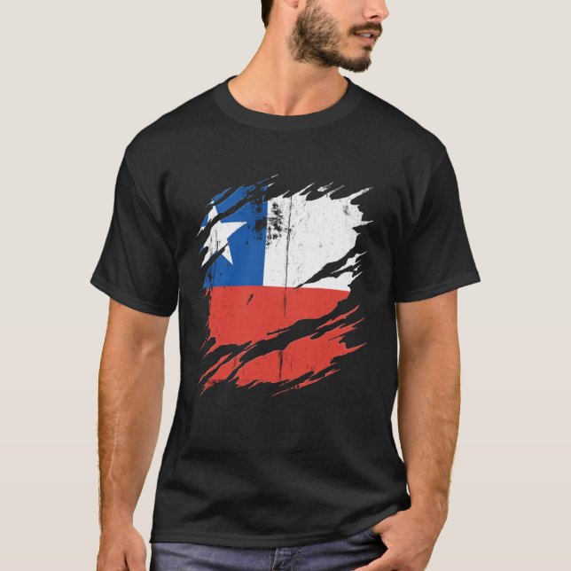 Camiseta Orgullosa bandera chilena rota bandera de Chile (Anverso)