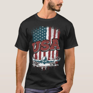 Camiseta Orgullosa Bandera de Estados Unidos Nadando Deport