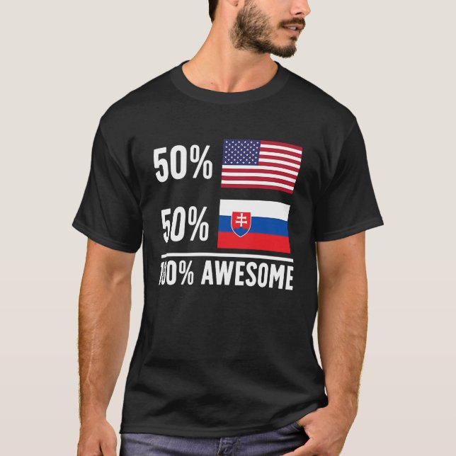 Camiseta Orgullosa Bandera Estadounidense Eslovaca Herencia (Anverso)
