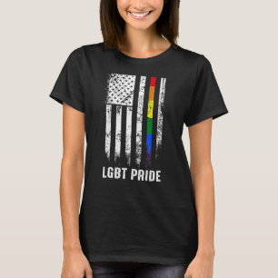 Camiseta Orgullosa Bandera Estadounidense Rainbow Gay Lgbtq